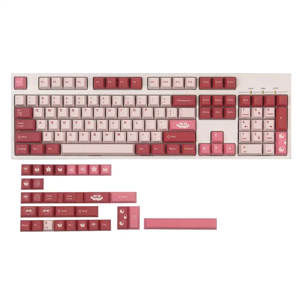 

135 Keys DAIFUKU Keycap Set Cherry Profile PBT Sublimation Pink Keycaps for DIY GH60 GK64 68 Mechanical Keyboards