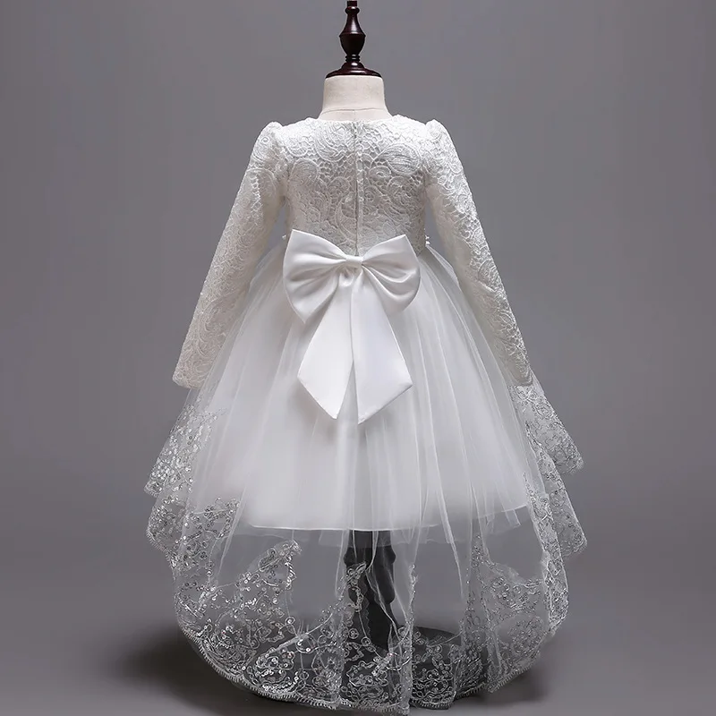 Классическое зимнее кружевное детское платье принцессы с длинным рукавом и
