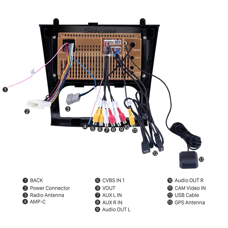 Мультимедийный проигрыватель Seicane Android 10 0 2 Гб ОЗУ 9 дюймов автомобильный
