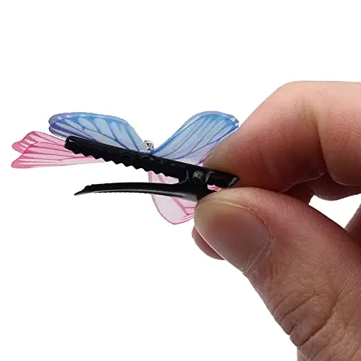 3 шт. двухслойные шифон ткани бабочка заколки для волос 3D Тюль украшение сада