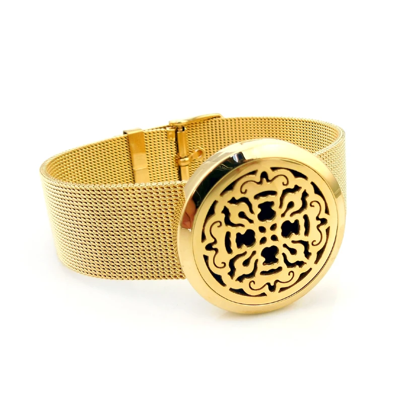 gold 25mm Круглый Серебряный крест старого мира(30 мм) с металлической сеткой из нержавеющей стали, браслет для ароматерапии/диффузорный медальон с маслами - Окраска металла: gold 25mm