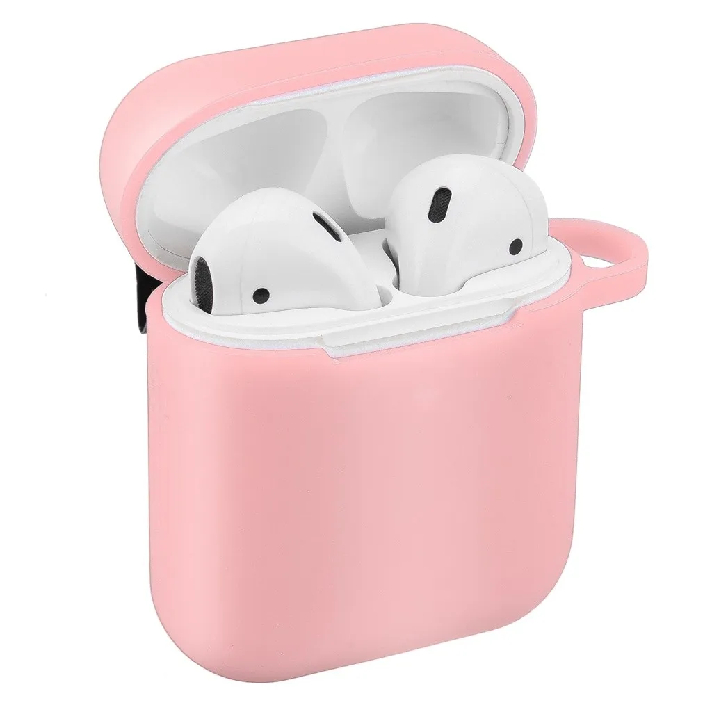 Беспроводной чехол для наушников Airpods 2 и 1 зарядный силиконовый защитный чехол и брелок с помпоном FW3