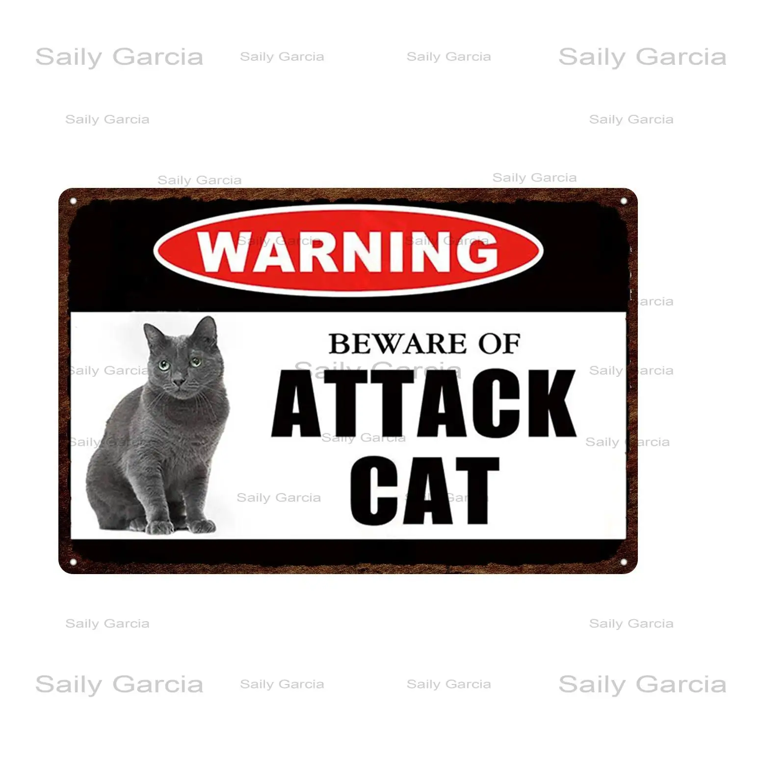 Warning Sign Pet Cats Tin Metal Beware Of Attack Cat Plates Wall Stickers Art Poster For Home Room Shop | Дом и сад