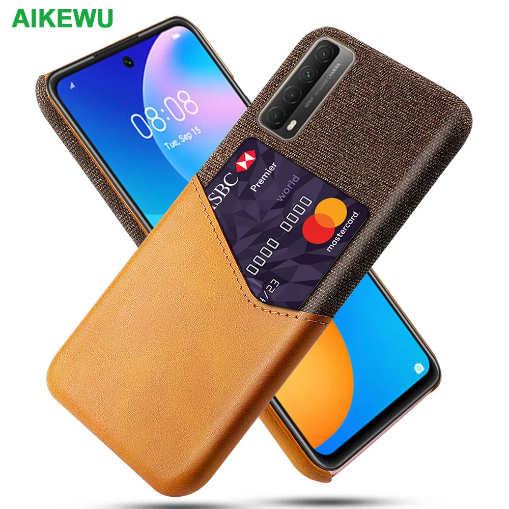 

Mate40 Shockproof Case for Huawei P Smart 2021 Fitted Cover Business Fabric + Luxury Leather Shell