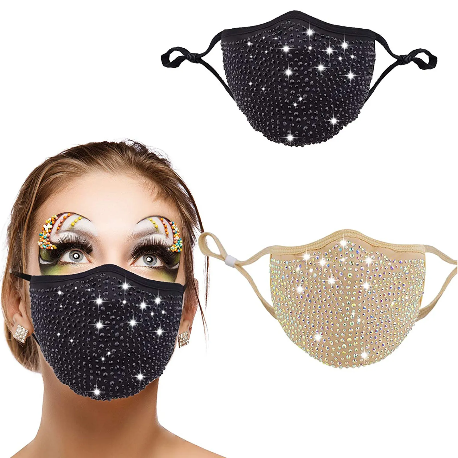 

Модная блестящая маска Стразы в стиле унисекс, украшение, эластичная маска, украшения для танвечерние, косплея, ночного клуба, прозрачная бл...