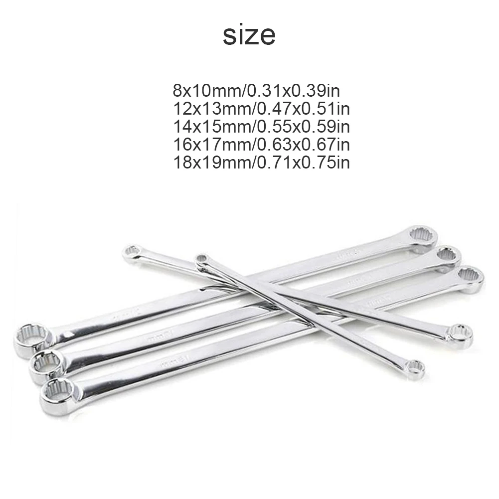 

5PCS Ratchet Wrench Set Double Ring Box End Aviation Wrench Strong Power Long Spanner Corrosion-Resistant Hand Wrench Tools