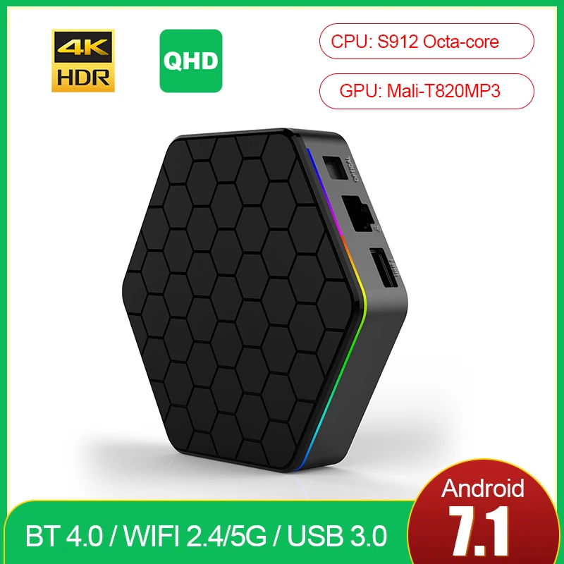 ТВ T95Z plus Android 7 1 Смарт коробка S912 Octa Core QHD 1000 м в формате 4K UHD 2 4G/5G WI-FI плюс
