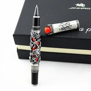 Шариковая ручка Jinhao, черная, играющий Дракон жемчужина, с ювелирными изделиями
