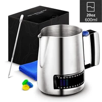 stainless steel milk frothing pitcher with temperature espresso steaming coffee barista latte cup milk jug froth pitcher