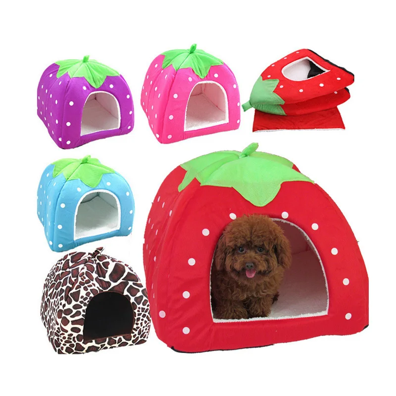 

Pet Dog House Strawberry Winter Warm Semi-enclosed Pet Tent Comfortable Sleeping Pet Sofa Dual-use Pet Nest Dog Accessories