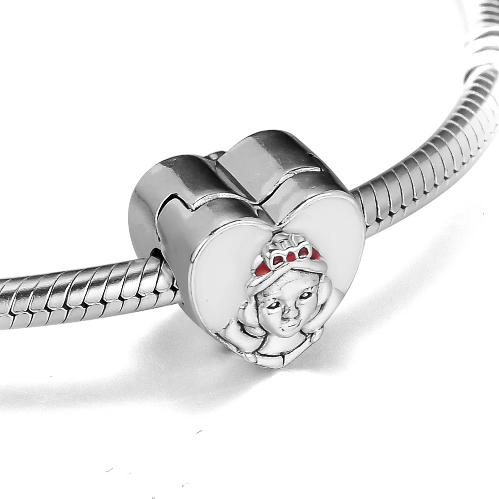 Vintage Beads Snow White Portrait Clip Charms Silver 925 Original Fits European Woman Bracelets DIY For Jewelry Making | Украшения и