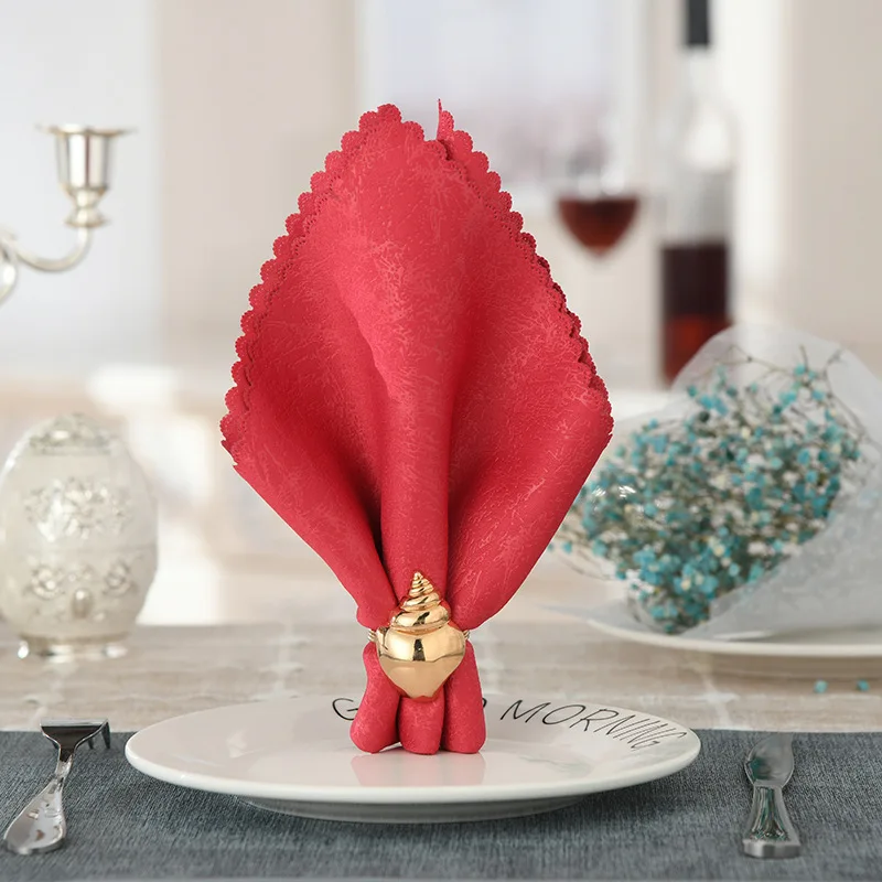 Металлическое креативное кольцо для салфеток в виде раковины украшение стола