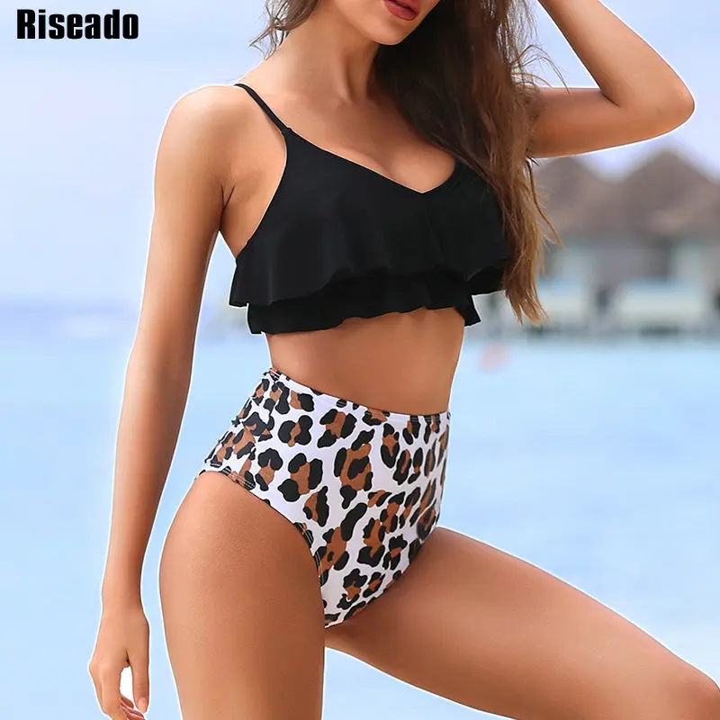 Женский купальник бикини Riseado с высокой талией пуш-ап оборками 2021 | Женская одежда
