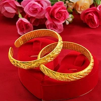 starmeteor carved cuff bangle women bracelet yellow gold filled classic female jewelry gift dia 60mm