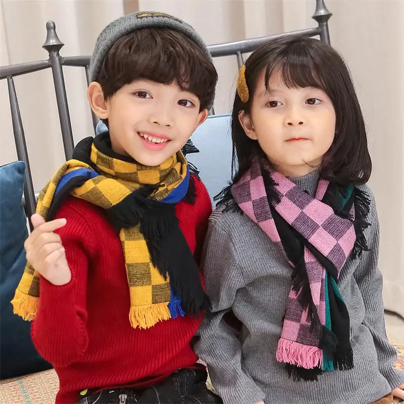 Осень зима 2019 Детский шарф Британский клетчатый высококачественный теплый