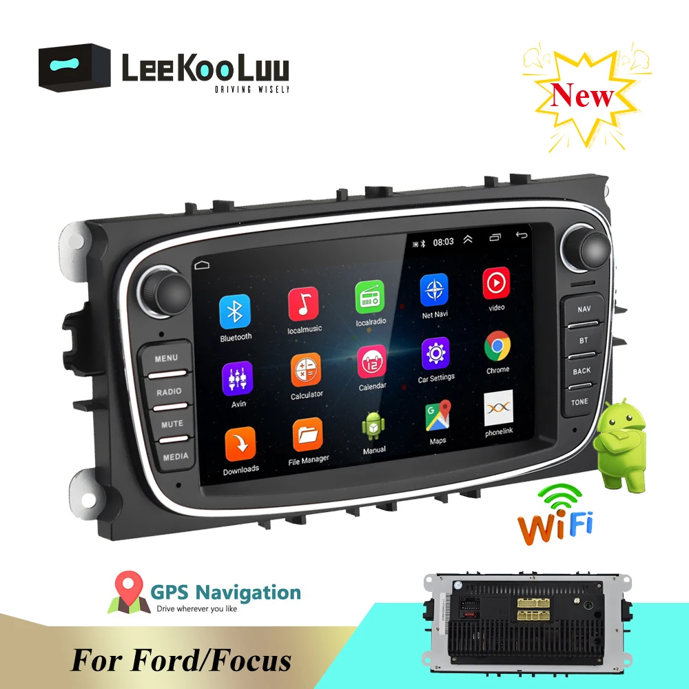 LeeKooLuu Android 8,1 2 Din автомагнитола " Авторадио мультимедийный плеер gps wifi MP5 FM аудио для Ford Mondeo C-MAX S-MAX Galaxy II