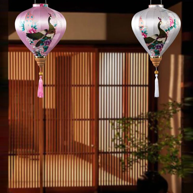 New Year Red Lanterns Chinese Traditional Luminous Balcony Outdoor Antique Japanese Style Vietnam Palace Lantern Decoration | Дом и сад