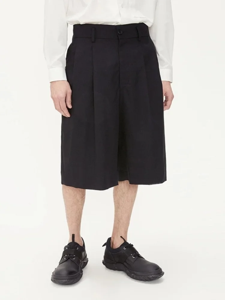 Men's Shorts Casual Pants Wide Leg Pant Skirt Summer New Black Loose Youth Large Size Fashion Trend Straight Shorts