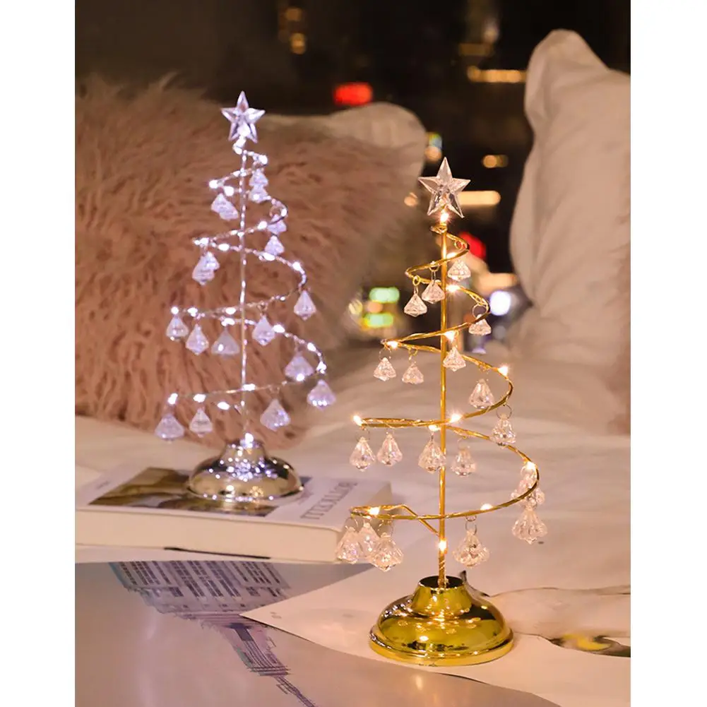 Новогоднее украшение Рождественская елка Хрустальная Светодиодная настольная лампа сказочные огни наружная гирлянда для дома Свадебные/вечерние/занавески/гирлянды