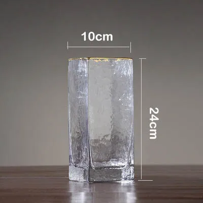 24cm Современный дизайн стеклянная ваза украшение дома аксессуары ваза для цветов с золотым ободком стол растения чашки Фигурки Украшений - Цвет: 24cm