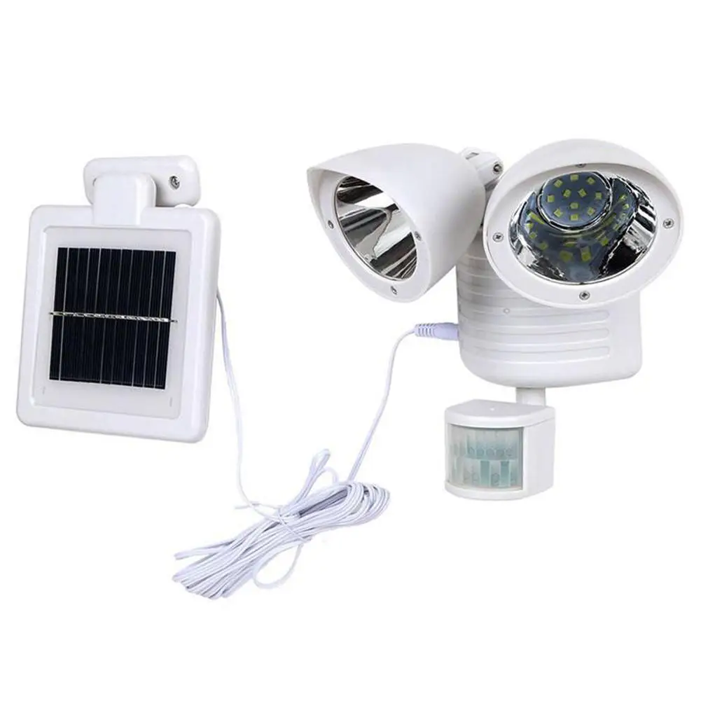 

22LED Double Head Solar Sensor Spotlight Detector Waterproof Outdoor Light Yard Wall Street Garage Lamp Garden Saving Energ R1W2