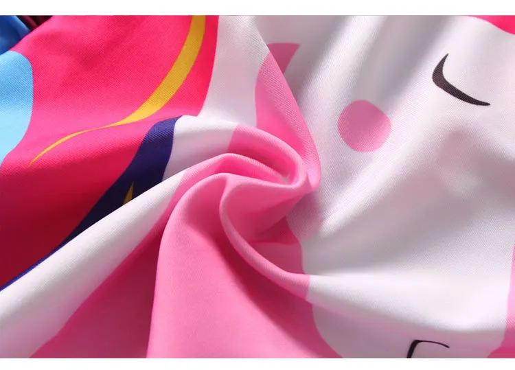 Cute Pink Unicorn Kids Girls One Piece Swimming Surfing Suit Swimwear + Hat Summer Beach Wear Children Princess Swimsuit SA4038