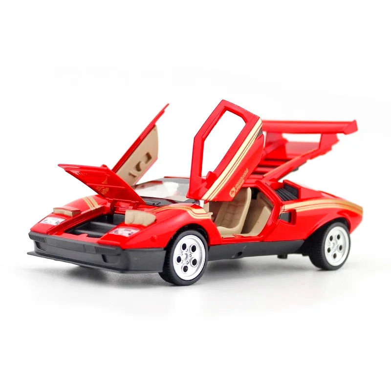 1:32 Lamborghini Countach тяговые автомобили с подсветкой звучащие двери открывающиеся