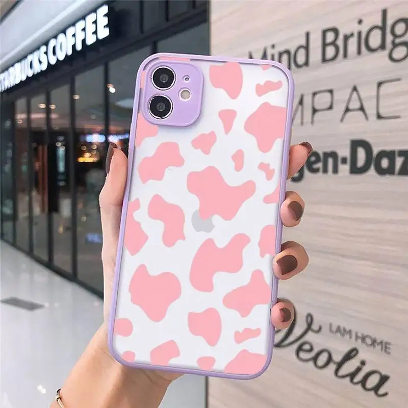 

cow skin print Phone Case Matte For iPhone 12 Mini 11 Pro XR XS Max 7 8 Plus X Hard PC Back Cover