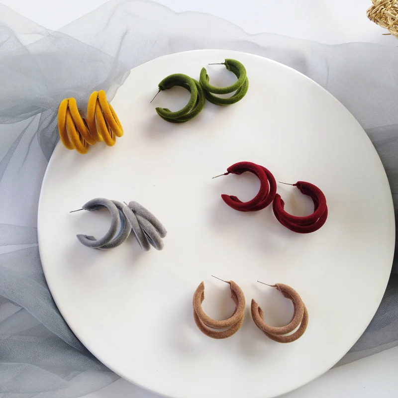 S925 иглы 2020 зима осень ювелирные изделия Бархатные серьги металлические 3 ряда