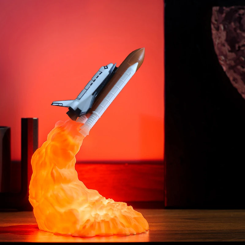 

3D Print LED Night Lights Space Shuttle Rocket Lamp For Space Lovers USB Charging Switch Control Children Atmosphere Light