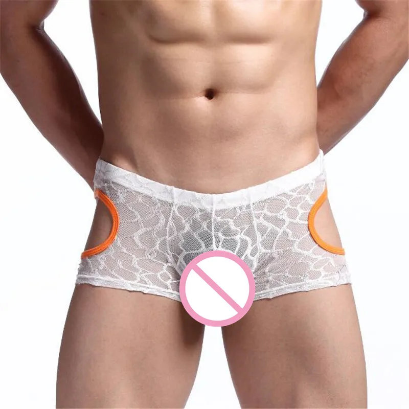 2020 мужские сексуальные полупрозрачные боксеры мягкие кружевные цветочные