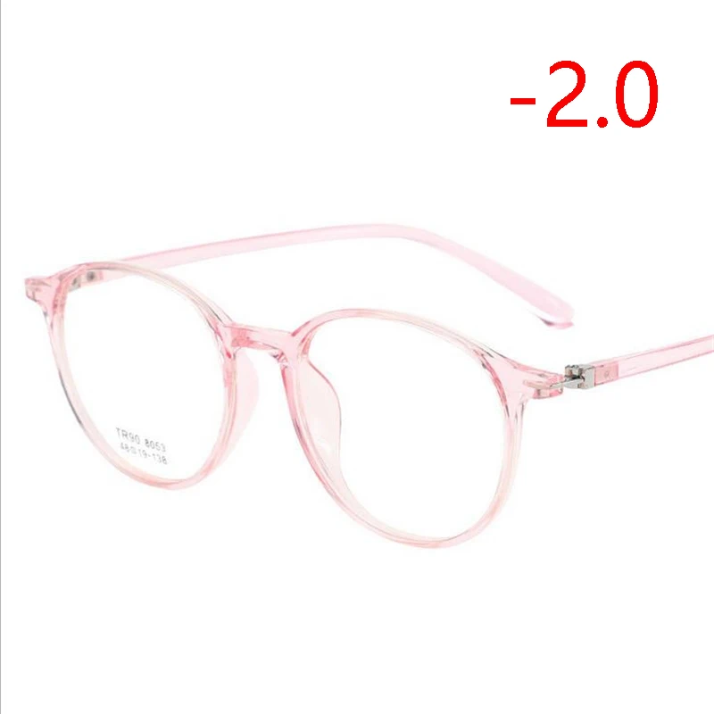 Myopia 200 TR90 прозрачные круглые близорукие очки для женщин 1,56 асферические линзы очки по рецепту для мужчин диоптрий 0-0,5-1,0 до-4,0 - Цвет оправы: Myopia 200