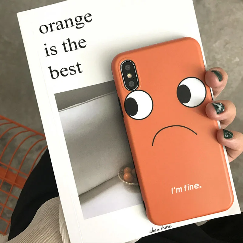 Забавный мультяшный оранжевый узор чехол для телефона iPhone 6 6s 7 8 Plus X Xs XR Max TPU