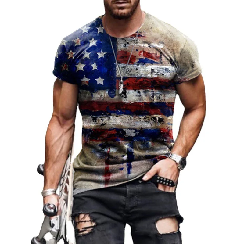 

Men's 3D National Flag Printed Sweatshirt Street Fashion Breathable O-neck Casual T-shirt Summer Short Sleeve Top