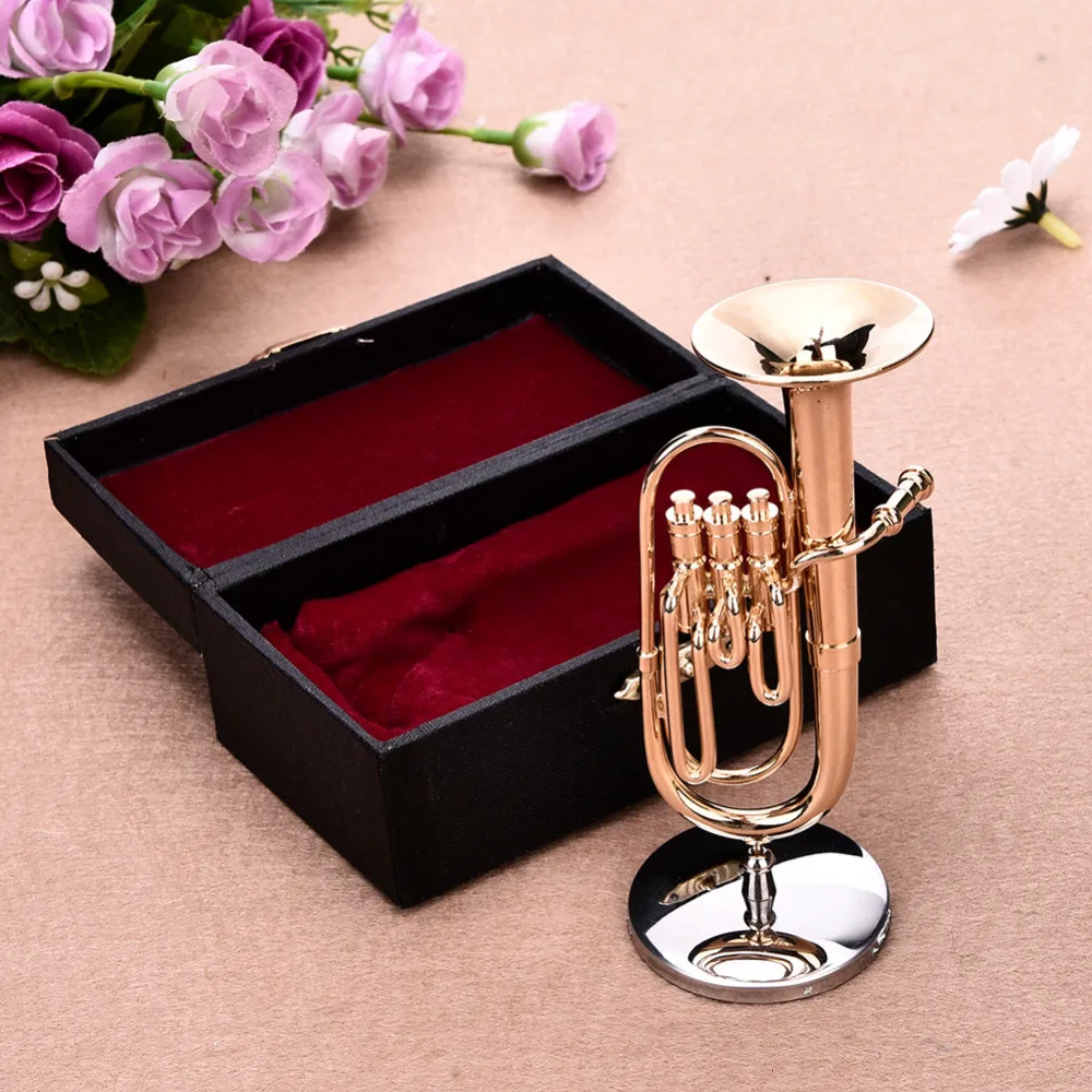 Маленькая туба Рог премиальная Подарочная коробка микро инструмент золотой угол