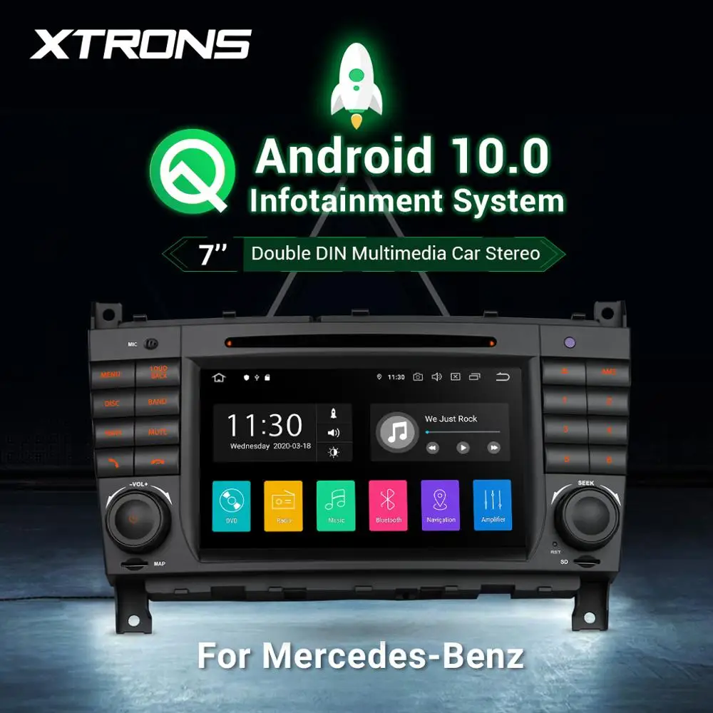 Автомобильный DVD плеер XTRONS 7 дюймов на Android 10 1 радио GPS для Mercedes Benz W209 W203 C180 C200 C220 C230