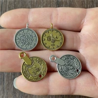 junkang 20pcs antique silver and gold single hole double religious text pendant diy handmade arabic jewelry connecting piece