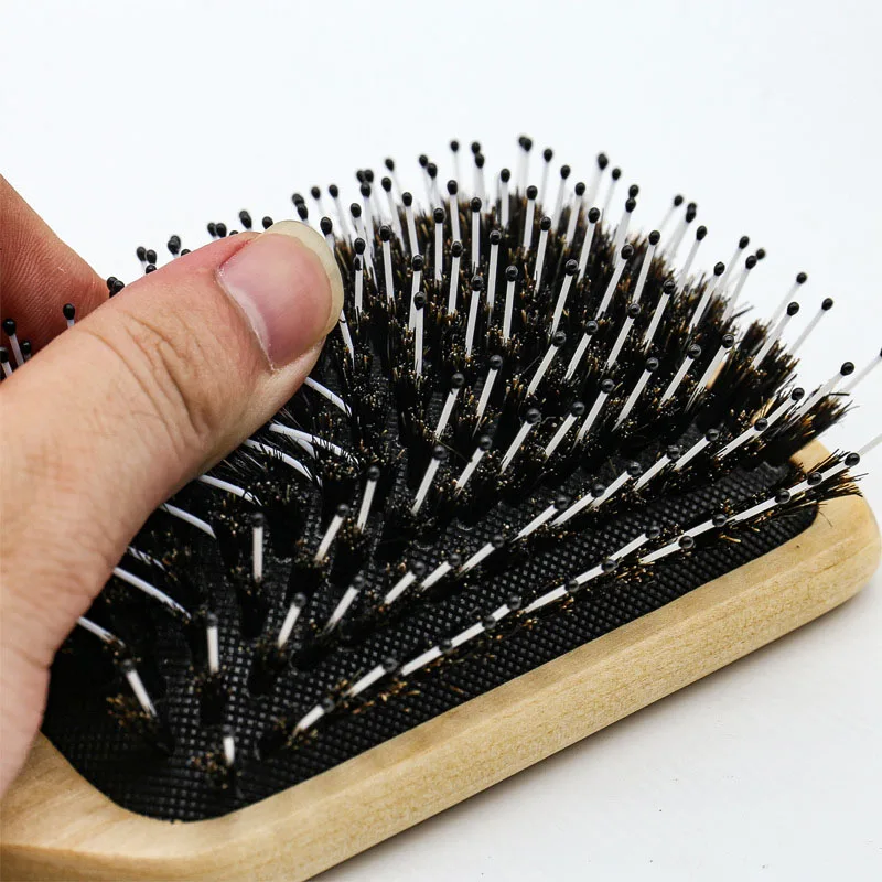 

Natural Bristle Hairbrush Wood Massage Comb Anti-Static Hair Scalp Paddle Brushes Barber Hair Brush Styling Tool