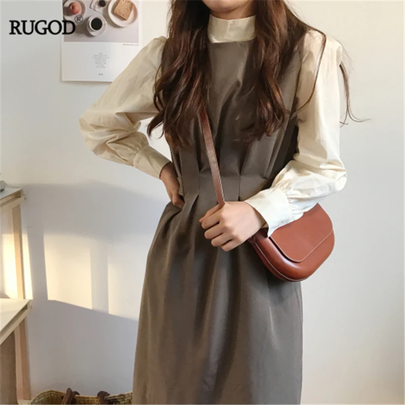 RUGOD 2019 новинка женский элегантный осенний костюм свободный воротник-стойка Blusas