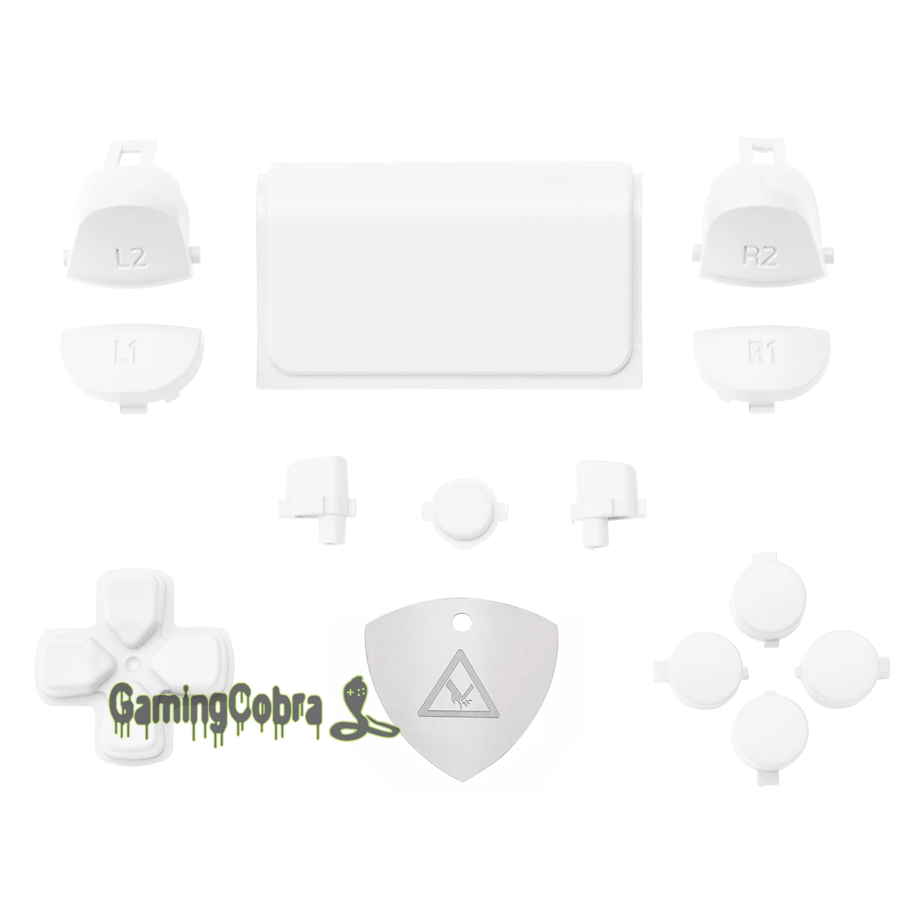 eXtremeRate White L1R1 L2R2 Trigger Dpad Home Share Options Full Set Buttons for PS4 Slim Pro Controller CUH-ZCT2