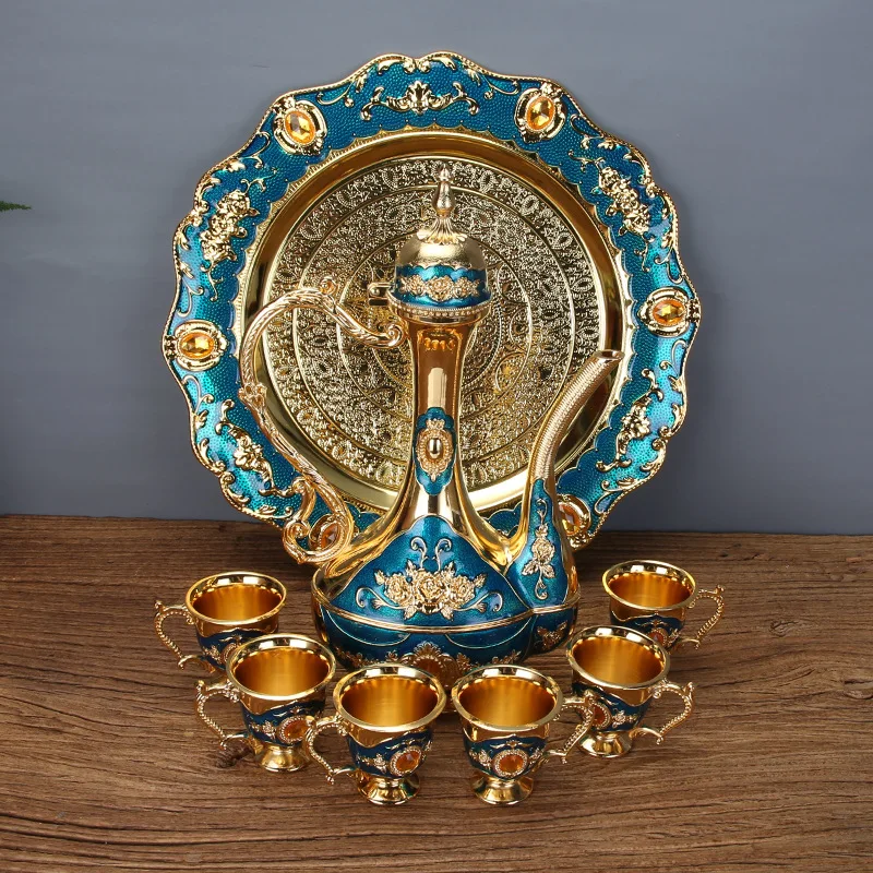 IMUWEN Золотой и синий цвет металлический винный набор/чайный набор модный из