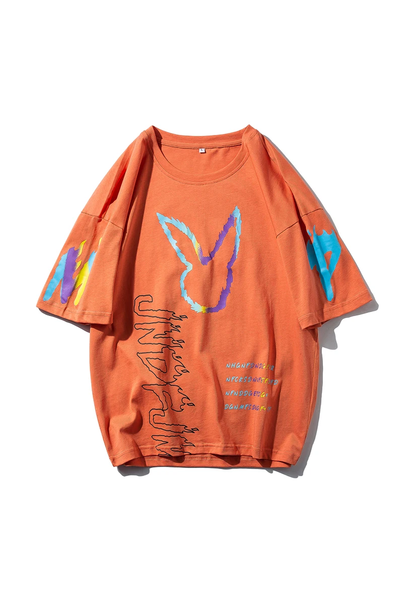 

Pure Cotton Summer New Cartoon Print Short-sleeved T-shirt Men's Round Neck Student Loose T-shirt
