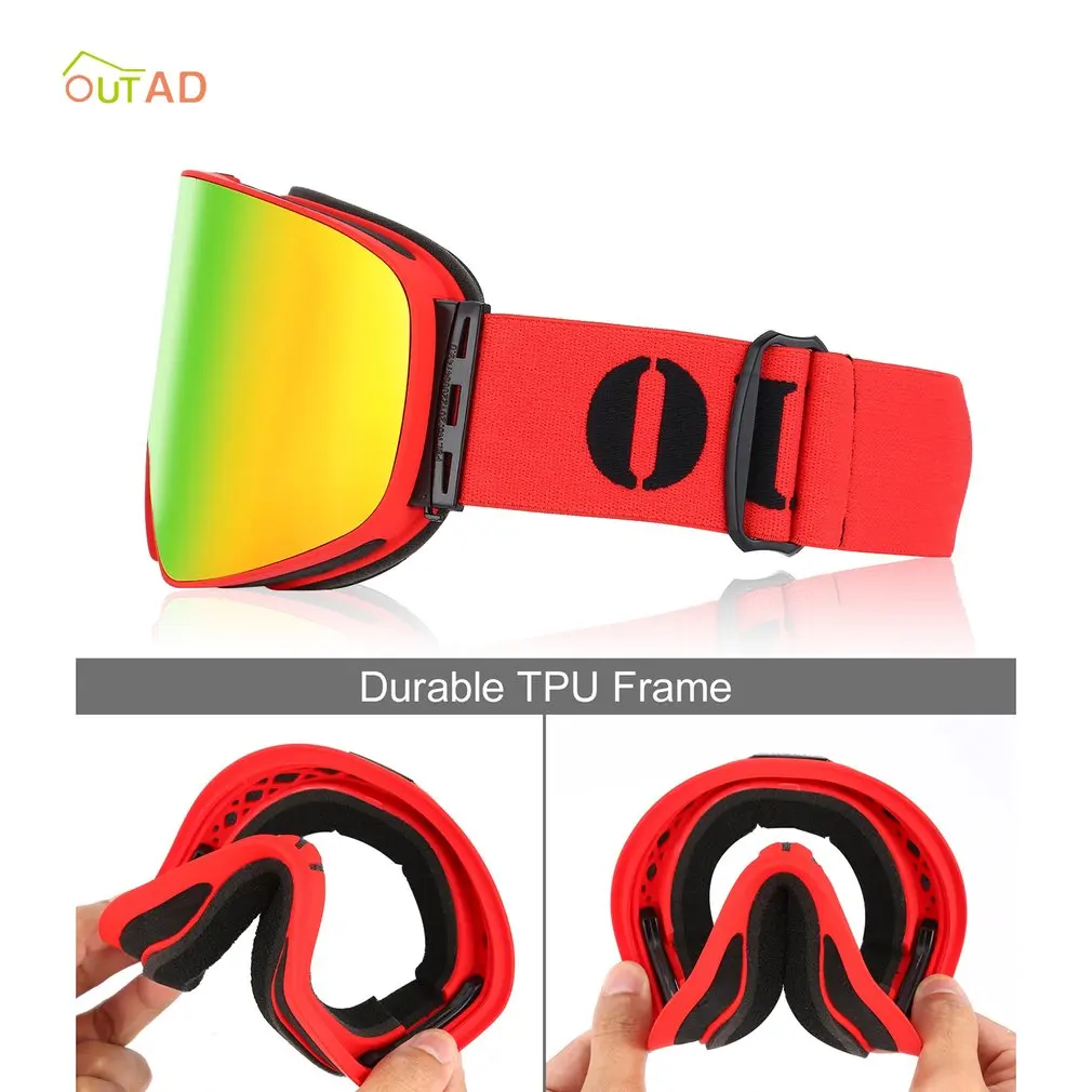 OUTAD двухслойные лыжные очки с защитой от ультрафиолета противотуманные защитные
