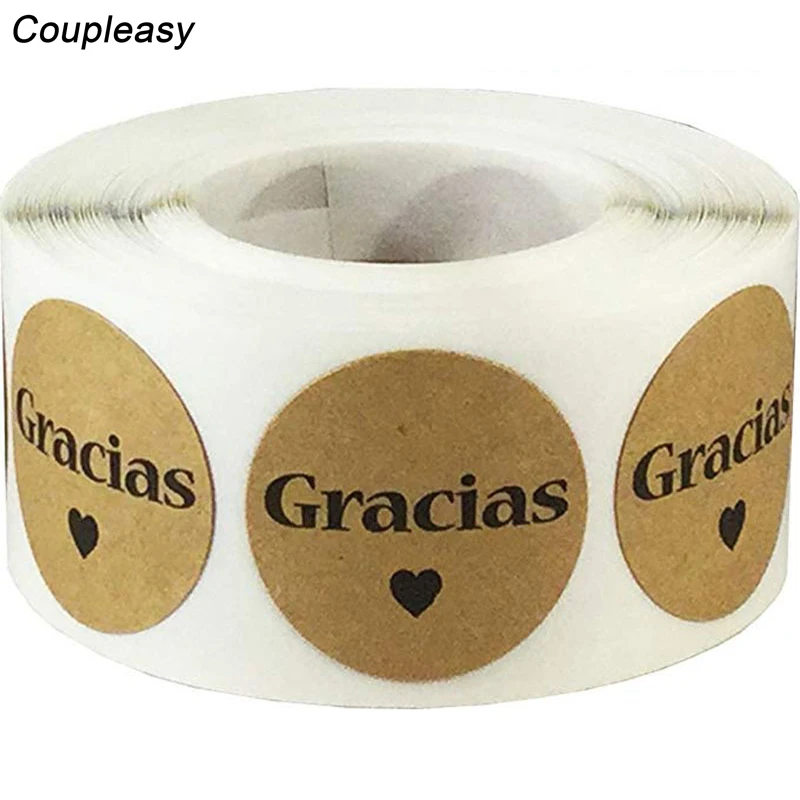 

500 шт., круглые наклейки из крафт-бумаги, 2,5 см