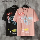 LIFENWENNA _ футболка с граффити летняя Мужская хлопковая футболка в стиле Харадзюку мужские корейские Топы оверсайз в стиле хип-хоп 5XL футболки
