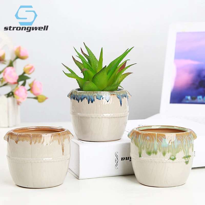 

Strongwell современный цветочный горшок Sucuclent, ручная роспись, потоковая глазурованная керамика, цветочные растения в горшке, украшение для дома...