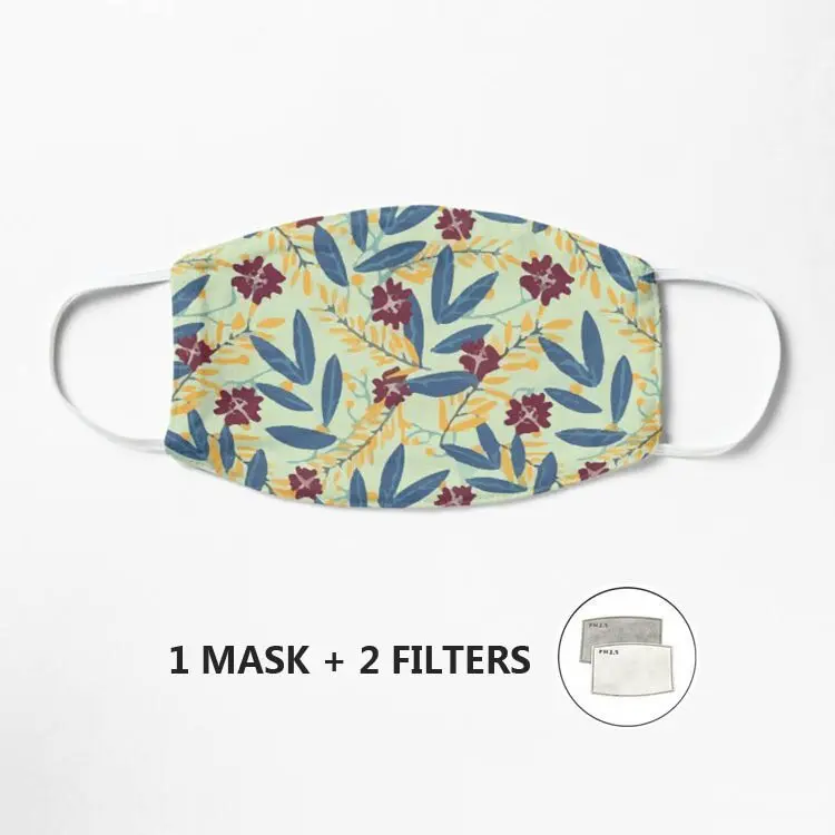

Узор с тропические листья маска с цветочным узором пылезащитный рот, моющееся покрытие Для женщин на открытом воздухе многоразовые рот ...