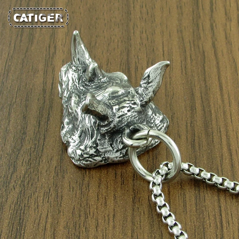 Кулон с головой носорога в стиле панк 316 из нержавеющей стали серебряного цвета