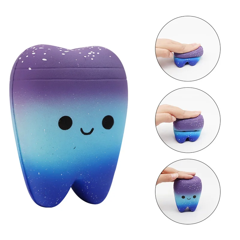 

1pc Dental Teeth Shape Squeeze Slow Rising Gift Cute Cartoon Hand Spinner Stretchy Relax Squishy Toy Tooth Pendant Dentist Gift