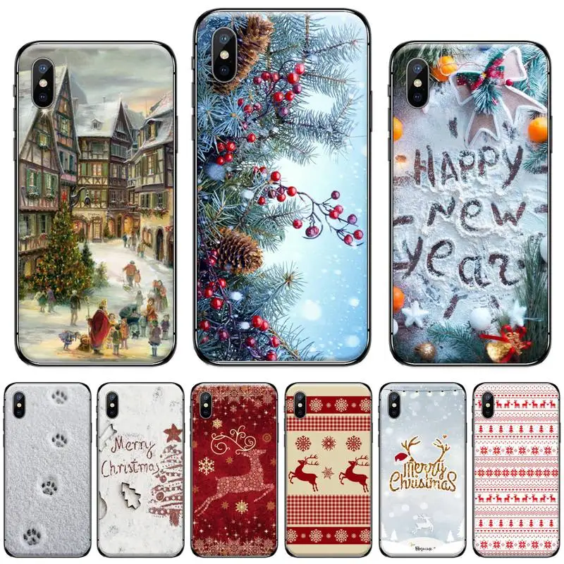 

Merry Christmas cute cartoon deer bear Phone Case for iPhone 11 12 mini pro XS MAX 8 7 6 6S Plus X 5S SE 2020 XR